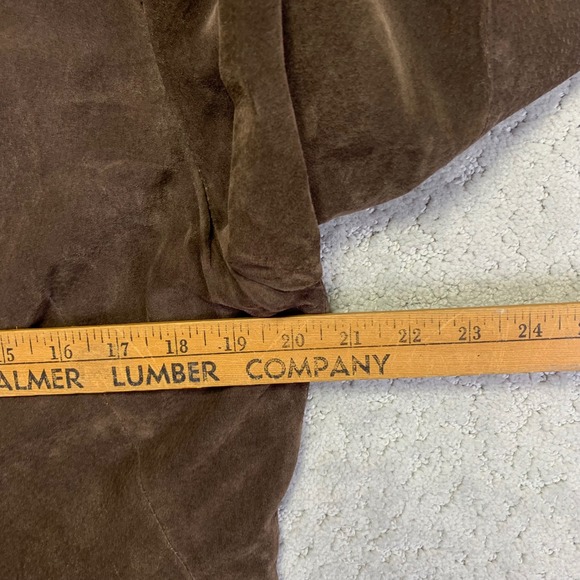 VINTAGE Wilsons Leather Suede Jacket Womens Large Brown Zip Up Pockets 90s - Picture 13 of 16